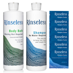 Rinseless Variety Pack Body Wash + Shampoo + Shampoo Packets (24/box)